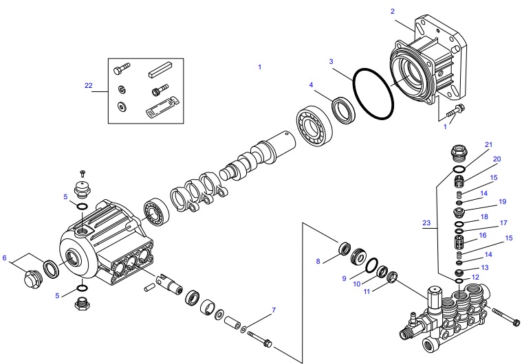 Generac Pump A000094015 parts exploded view